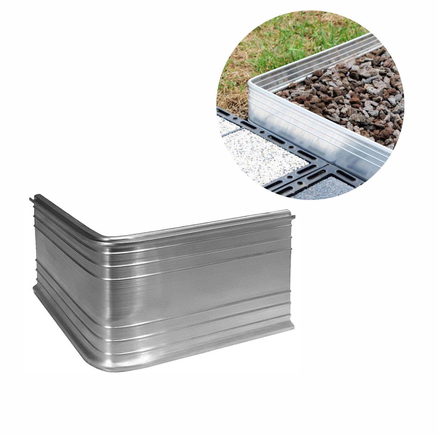 Eckwinkel 90grad für Ultra Starke Alu Rasenkante 14cm | Beeteinfassung | Beetumrandung