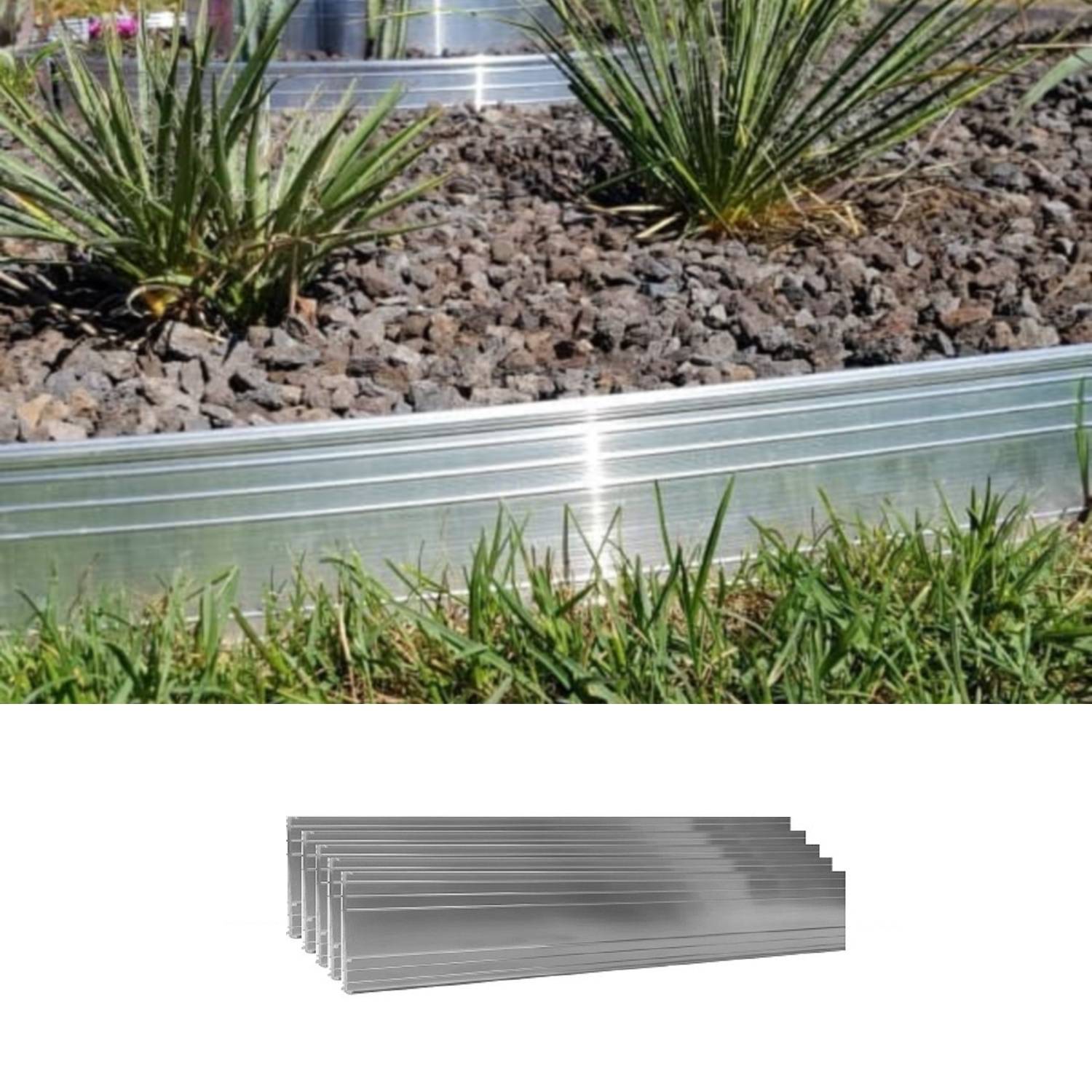 5er Set Ultra Starke Alu Rasenkanten 10cm x 2m (10m lang), Farbe:ohne Farbe