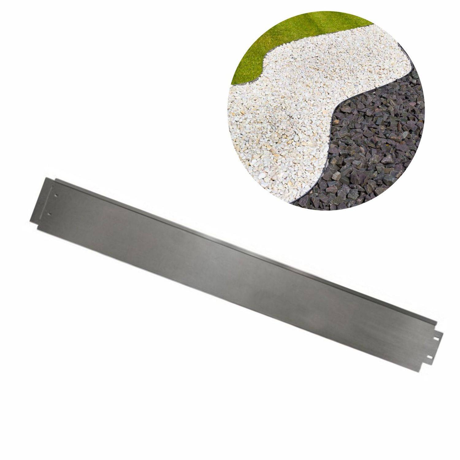 Rasenkanten Metall Alu/Zink 100 cm x 14 cm | Beeteinfassung | Beetumrandung