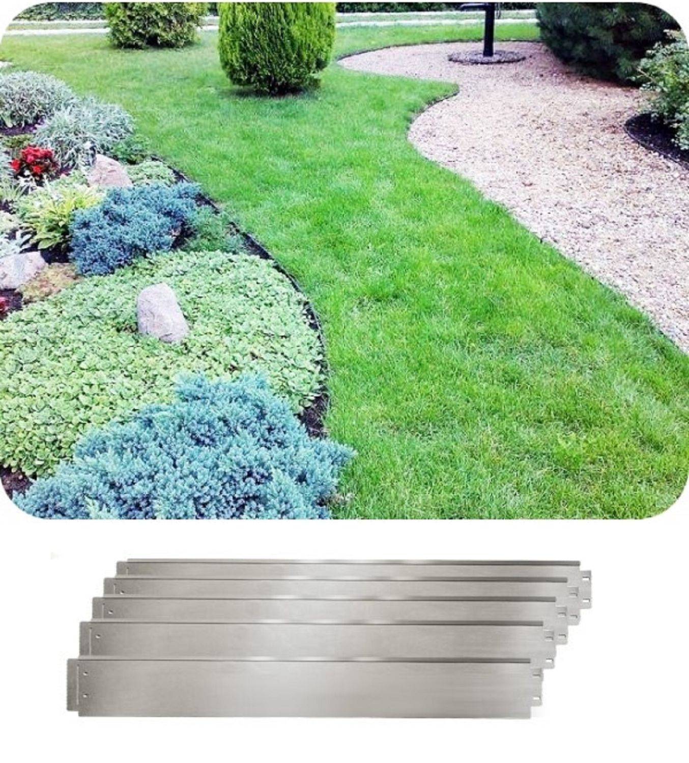 Rasenkanten Metall Alu/Zink 100 cm x 14 cm | Beeteinfassung | Beetumrandung
