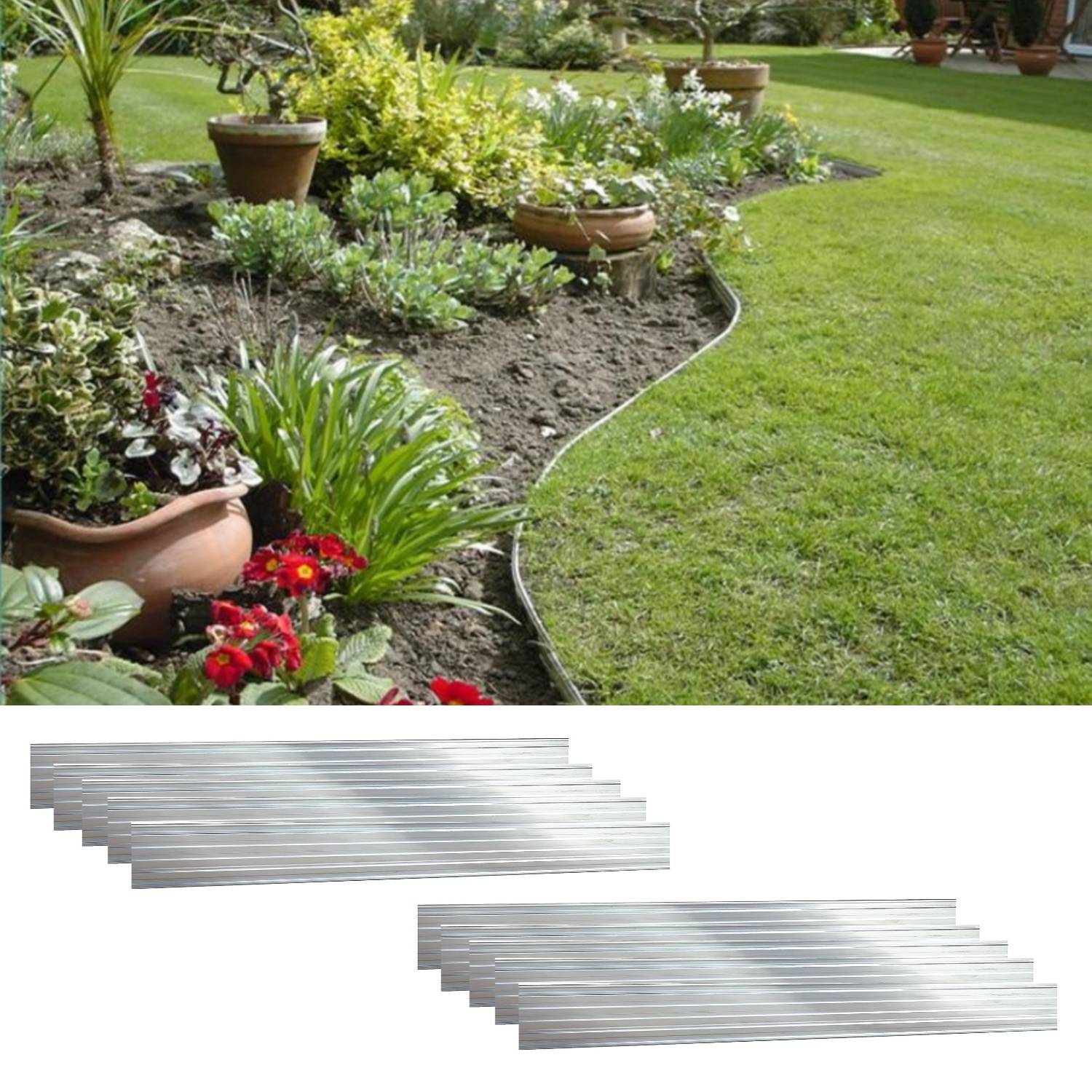 10er Set Green Universe Rasenkante 10cm x 100cm (10m) | Beeteinfassung | Beetumrandung