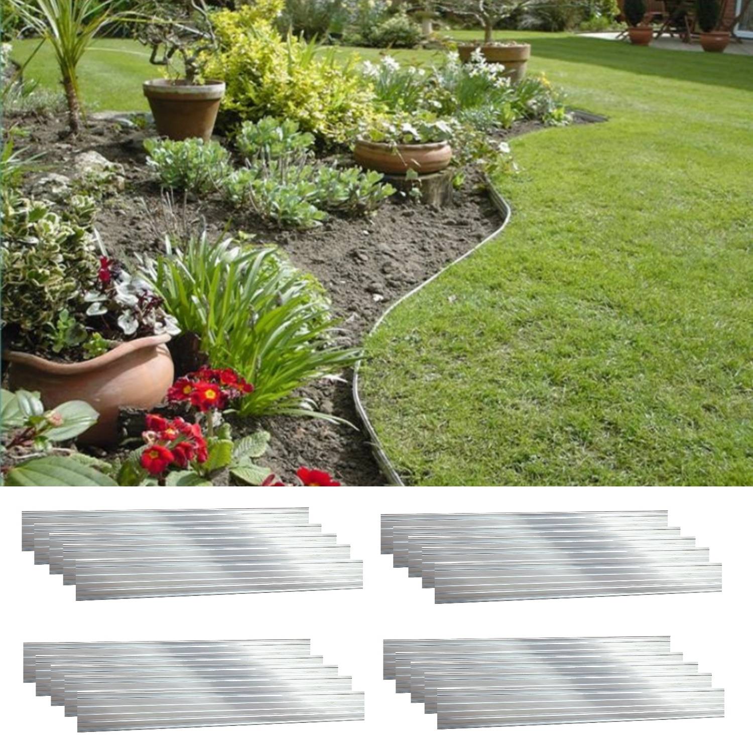 Aluminium Rasenkanten, Länge: 1- 30 m | Beeteinfassung | Beetumrandung, Width:14 cm,Quantity:25