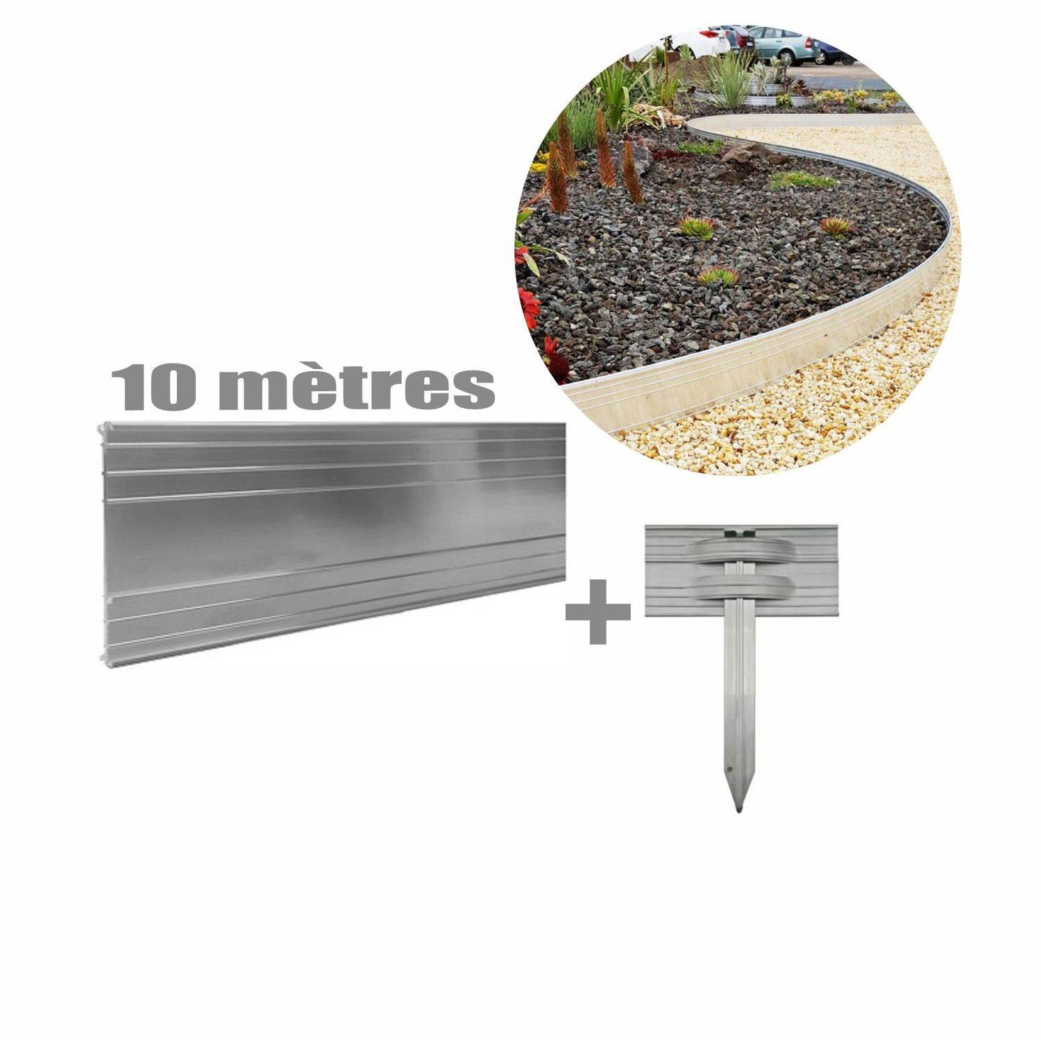 Set Ultra Starke Alu Rasenkanten 14cm x 200cm | Beeteinfassung | Beetumrandung