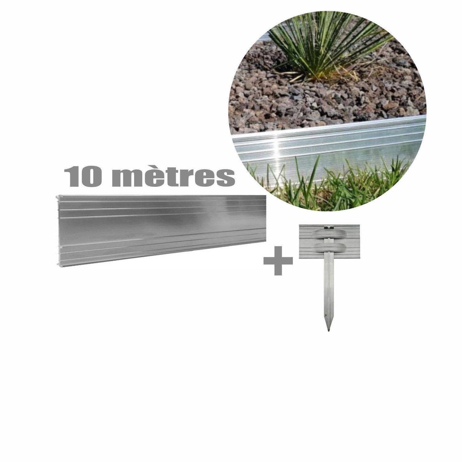 Set Ultra Starke Alu Rasenkanten 10cm x 200cm | Beeteinfassung | Beetumrandung