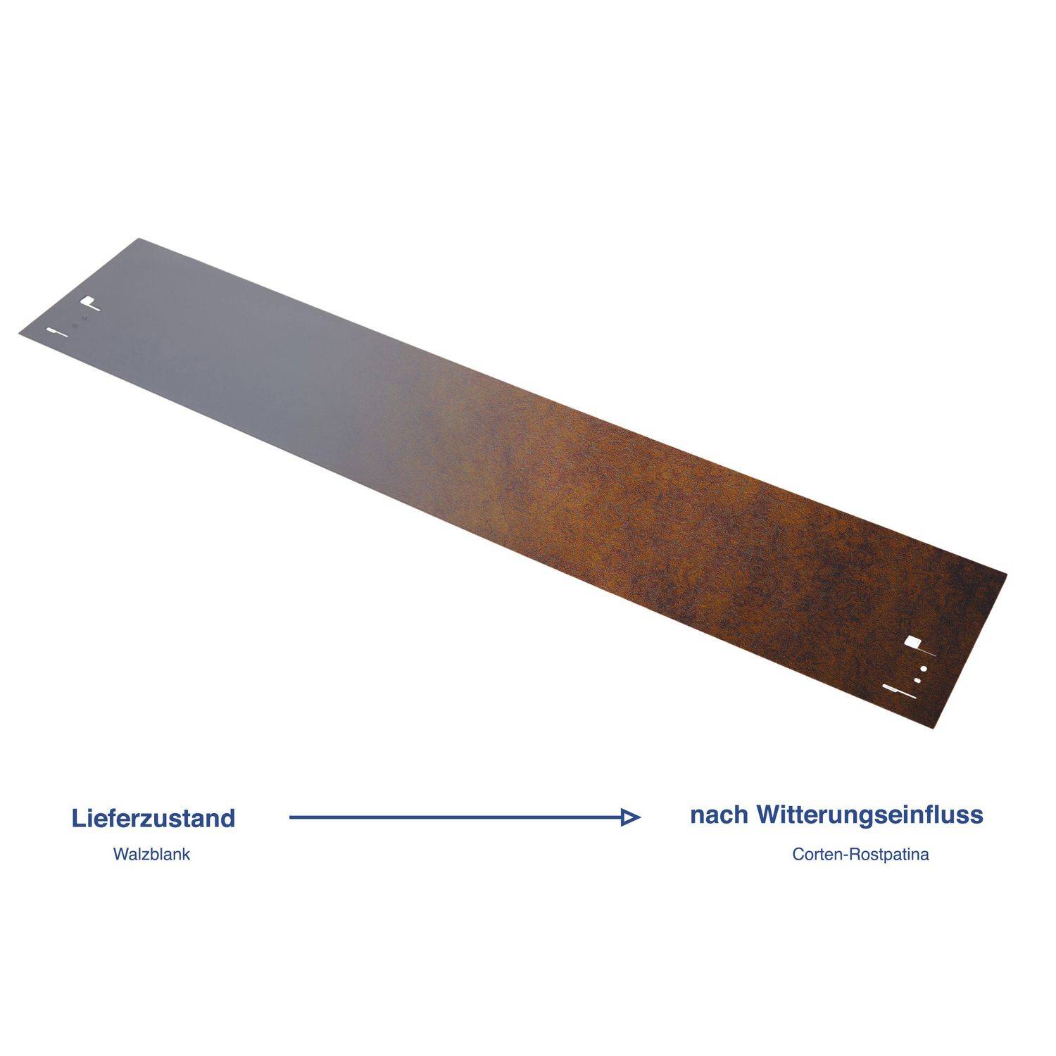 Rasenkante Cortenstahl 70 cm lang, Beeteinfassung - Metall feuerverzinkt, Width:18.5 cm