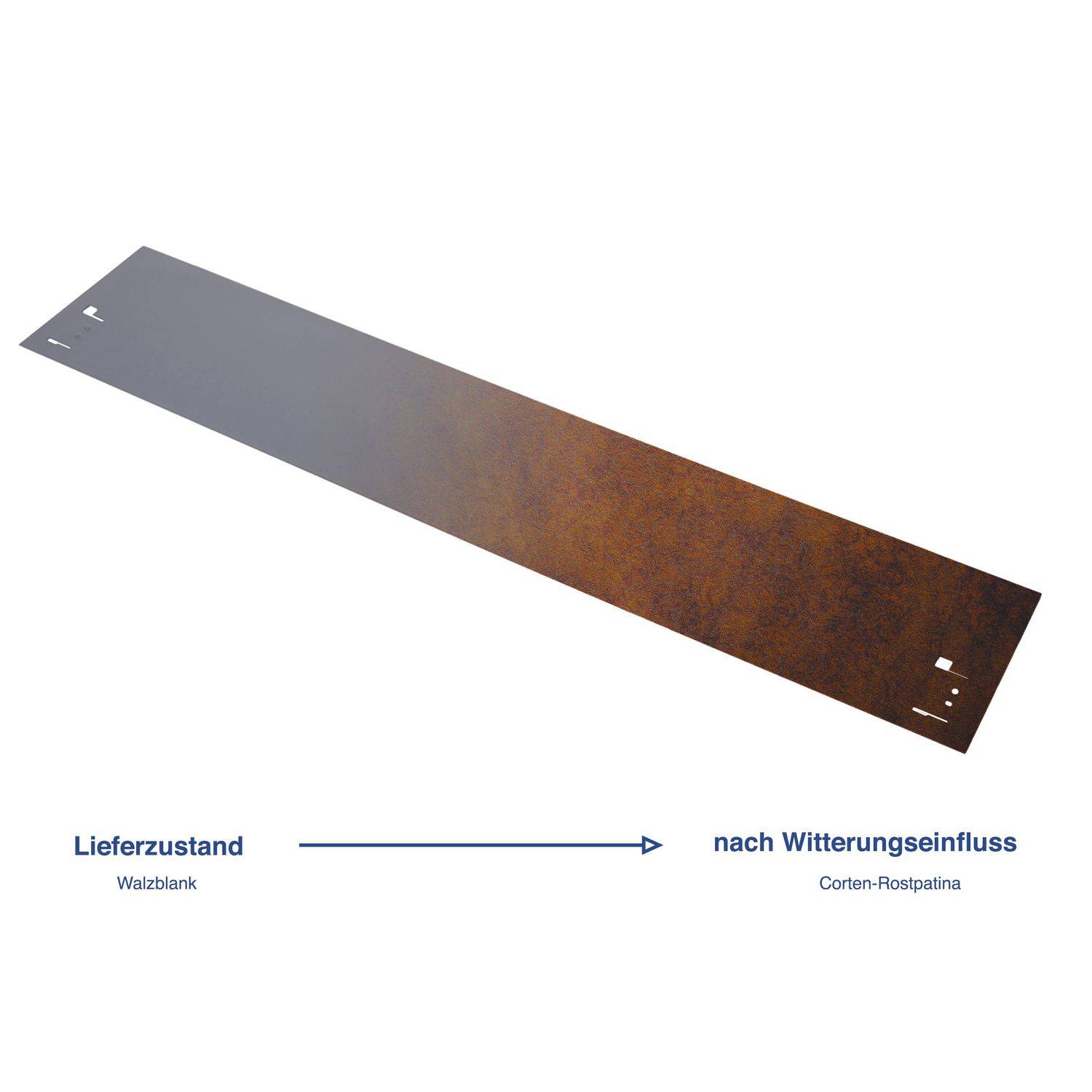 10er Set Rasenkante Cortenstahl 70 cm lang, Beeteinfassung - Metall feuerverzinkt, Width:13.5 cm