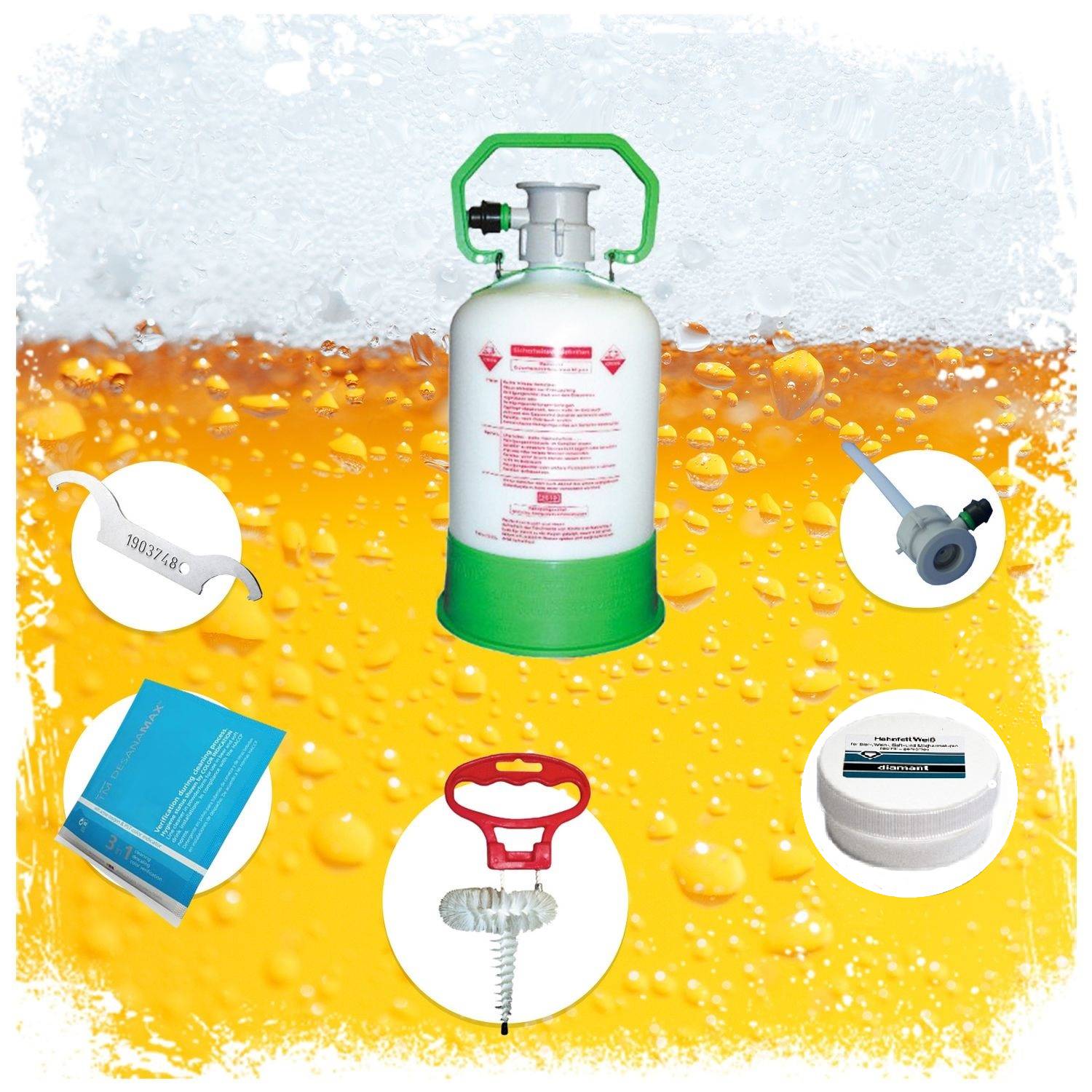 Reinigungsset Easy, Art:köpi - fitting,Detergent:Bevi - Power Pulver - Alkalisch,brush:Köpi und Korb