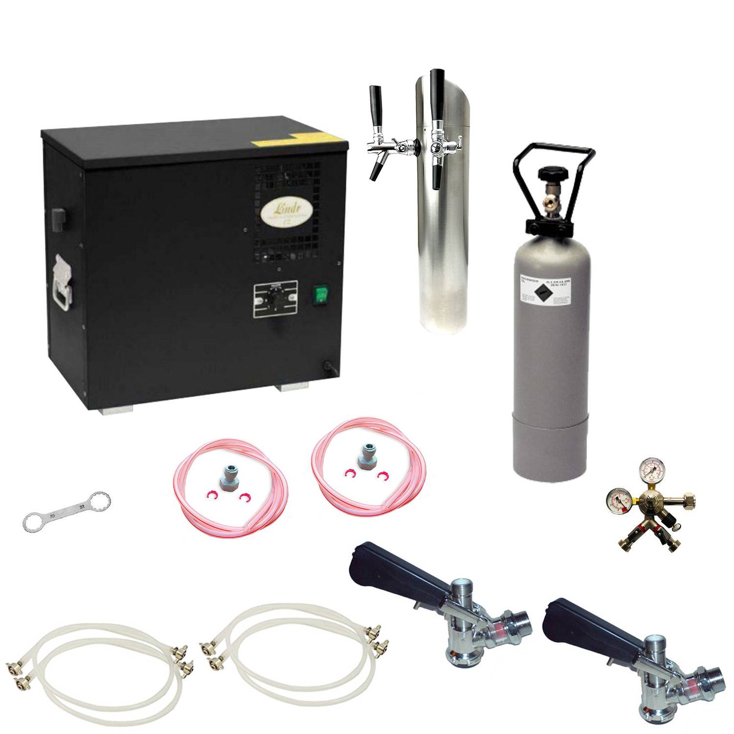 AS-40, 2-leitig, Durchlaufkühler, Nasskühler - Untertheke, inkl. Schanksäule, 5 Ltr Adapter,Dreikant