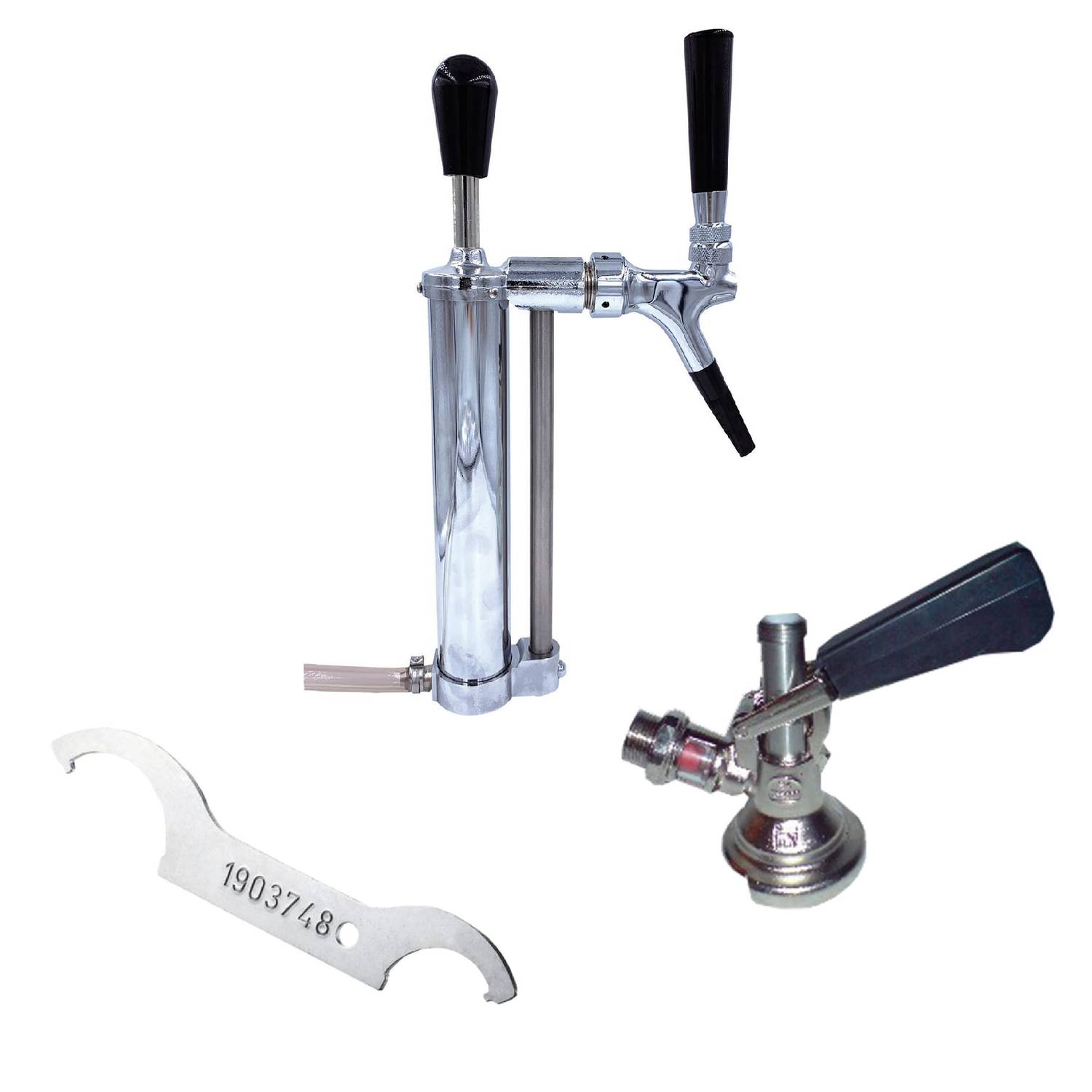 Set mit Picknickpumpe mit Kolbenschankhahn 3/4 Co2-Abgang, Flach