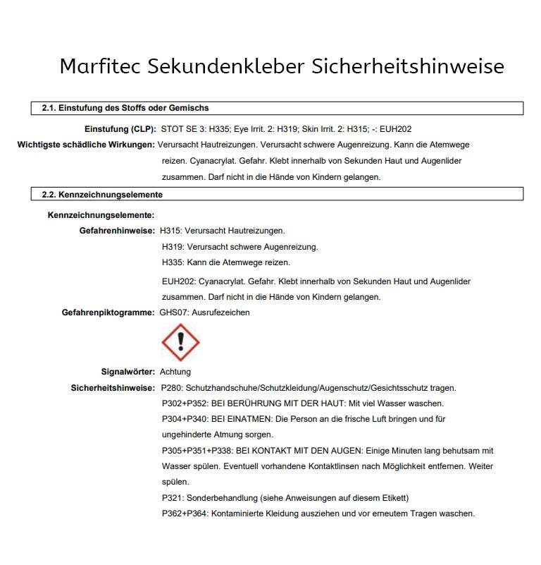 Marfitec Modellbau Sekundenkleber 20g dickflüssig - Standard Verschluss