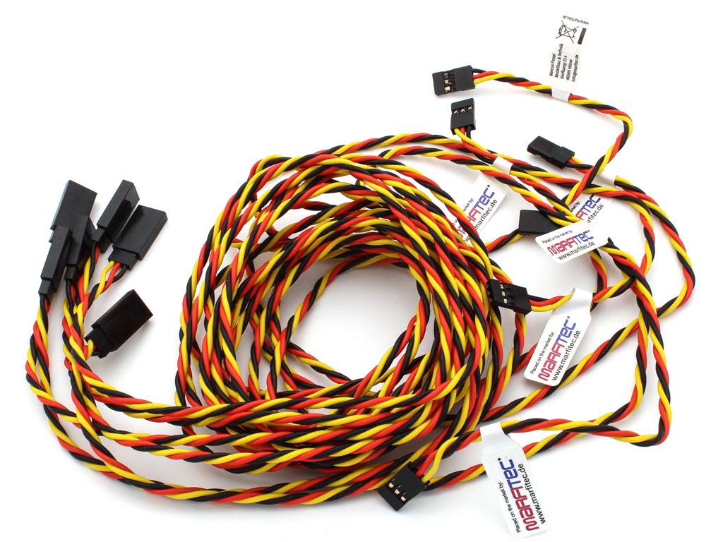 6 Stück JR Servokabel Verlängerung twistet 100 cm laenge (male/female)