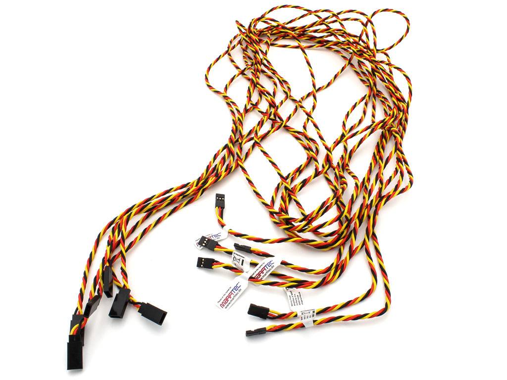 6 Stück JR Servokabel Verlängerung twistet 200 cm lang (male/female)