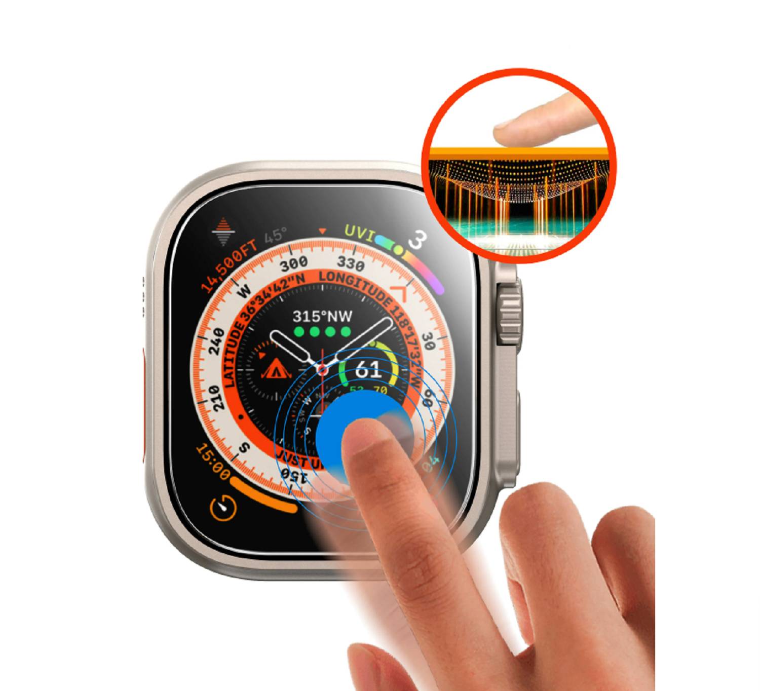 6x 9H Panzerhartglas für Apple Watch Ultra 2 49 mm 3D KLAR Displayglas Schutzglas Displayschutz Tempered Panzerglas