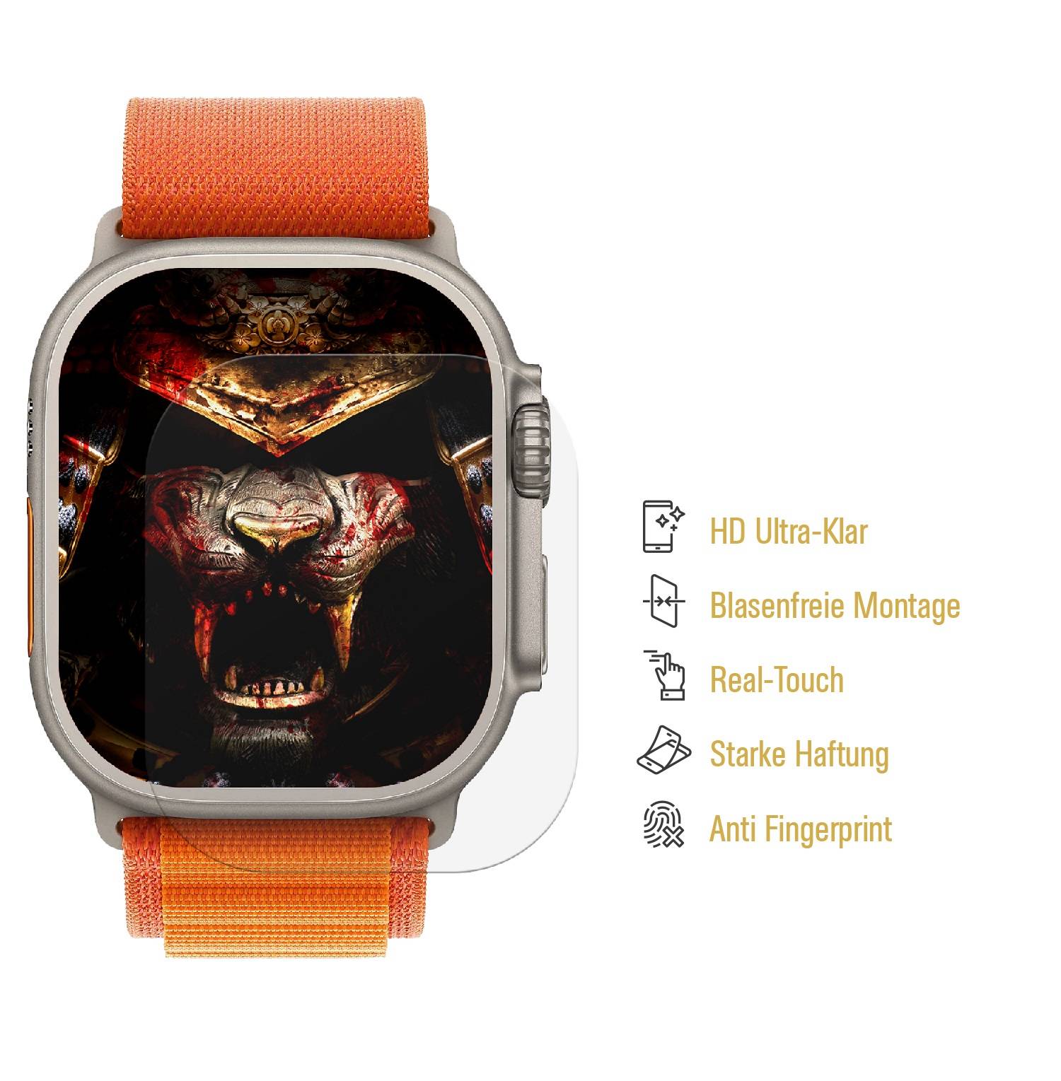 2x Displayschutzfolie für Apple Watch Ultra 49mm PREMIUM Displayschutz Schutzfolie 3D KLAR Folie
