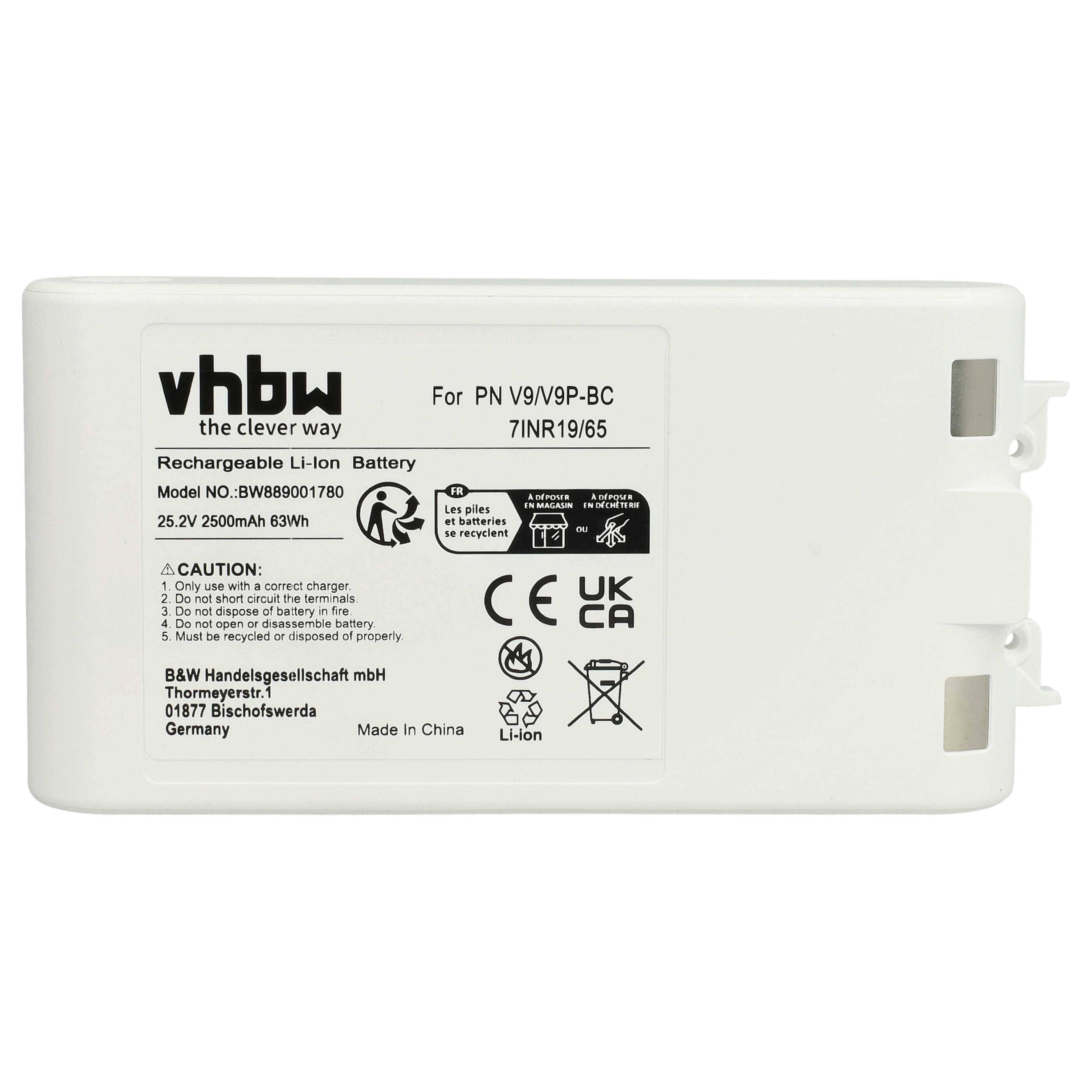 vhbw Akku Ersatz für Xiaomi PN V9/V9P-BC, 7INR19/65 für Staubsauger Weiß (2500 mAh, 25,2 V, Li-Ion)