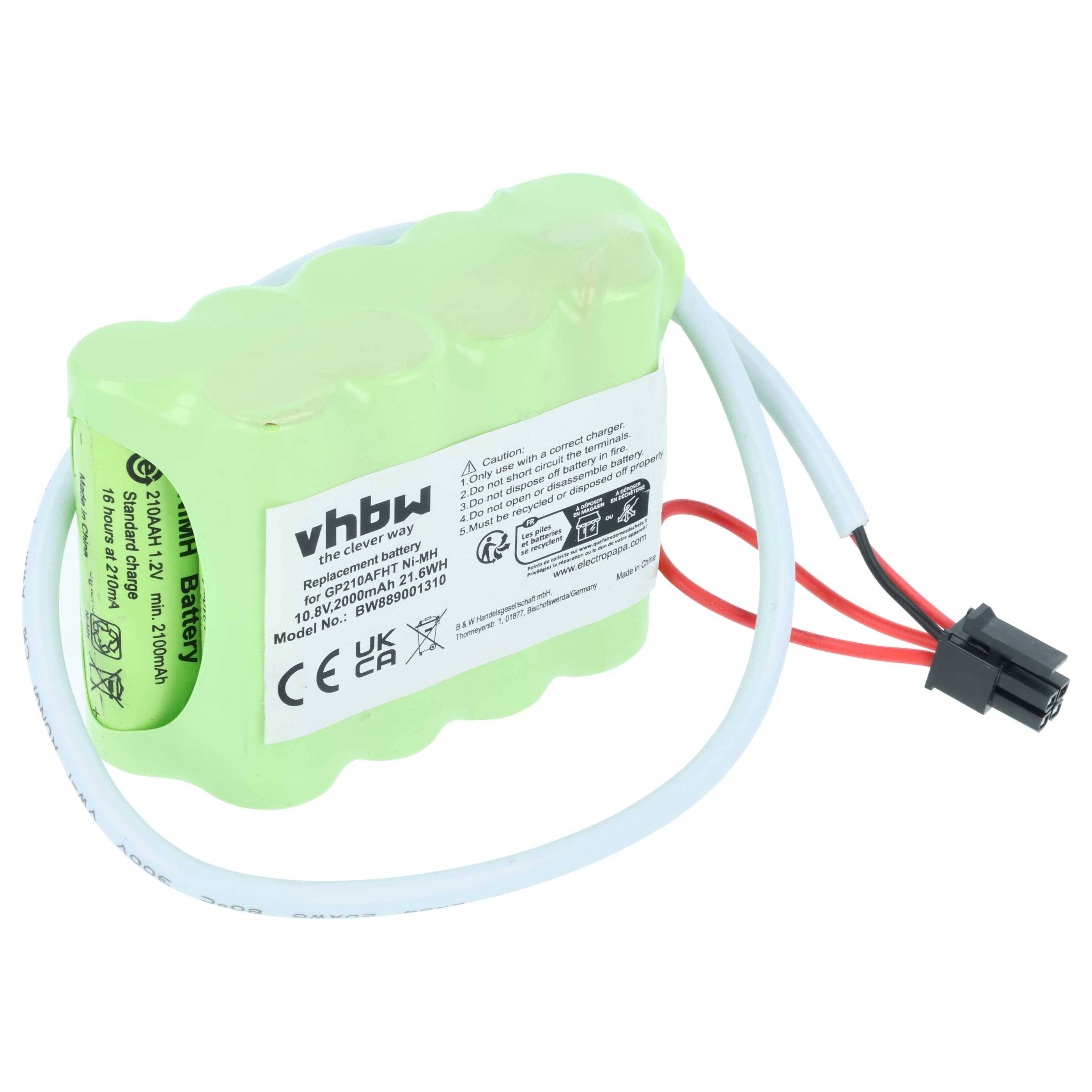 vhbw Akku Ersatz für Velux GP210AFHT, GP2100AFHT, HHR-210AH, 865103, 832817 für Dachfensterrollladen (2000 mAh, 10,8 V, NiMH)