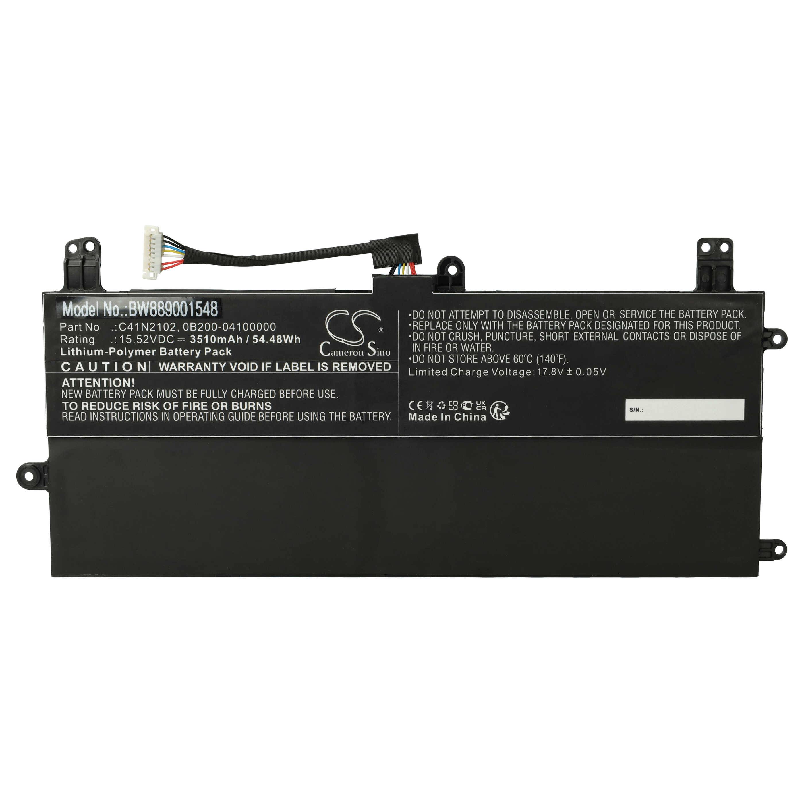 vhbw Akku Ersatz für Asus 0B200-04100000, C41N2102 für Notebook (3510 mAh, 15,52 V, Li-Polymer)