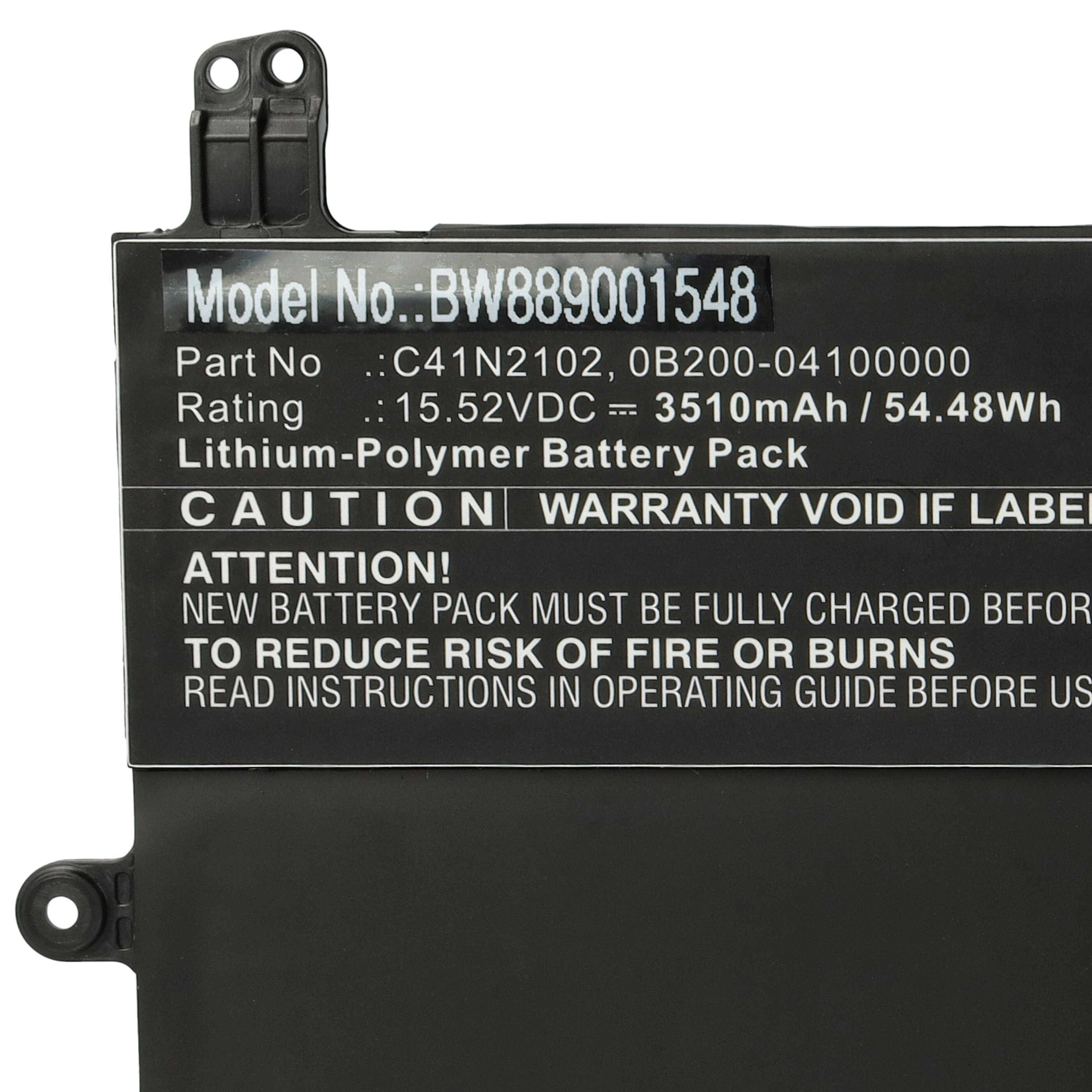 vhbw Akku Ersatz für Asus 0B200-04100000, C41N2102 für Notebook (3510 mAh, 15,52 V, Li-Polymer)