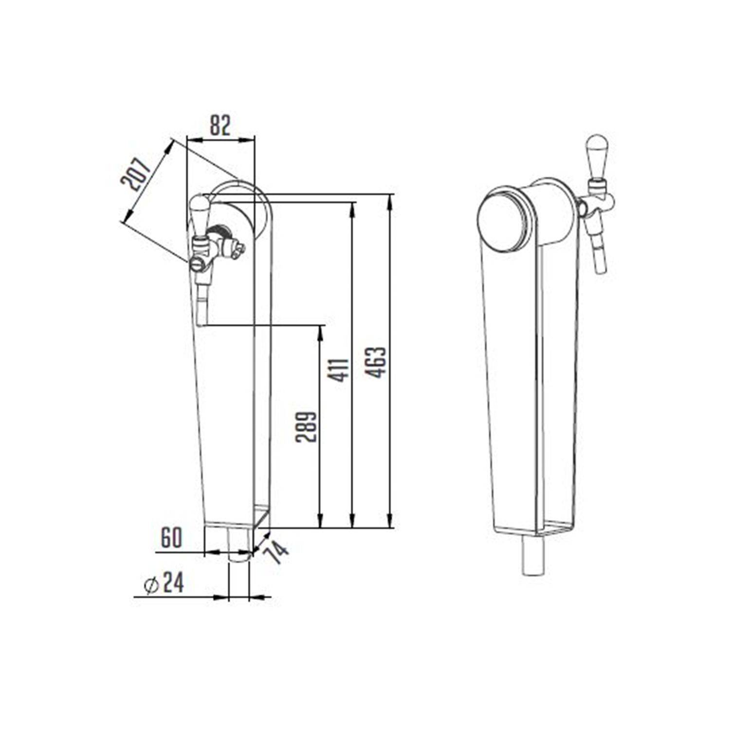 Schanksäule Modell Naked, 1-leitig