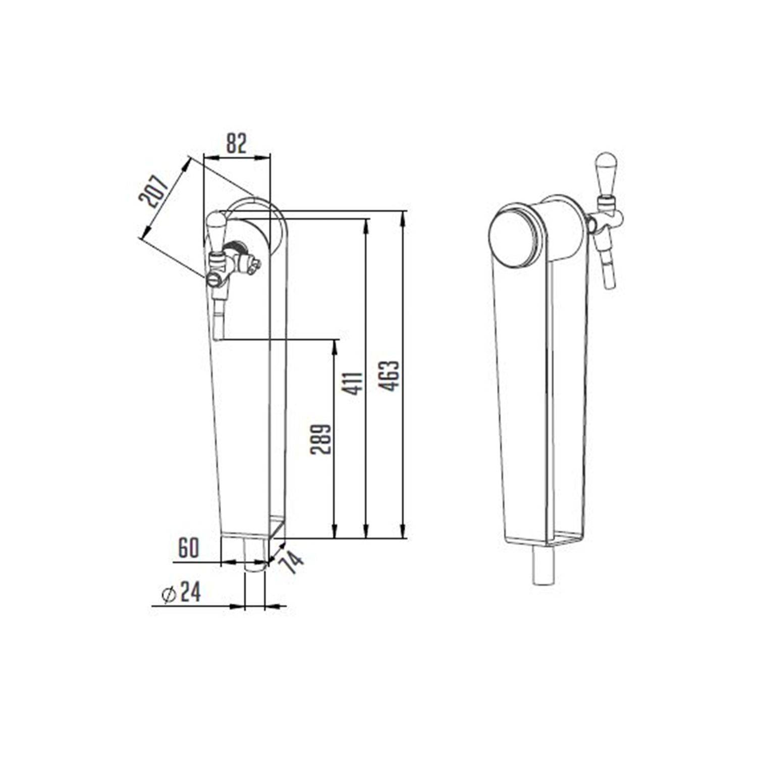 Schanksäule Modell Naked Eichen, 1-leitig