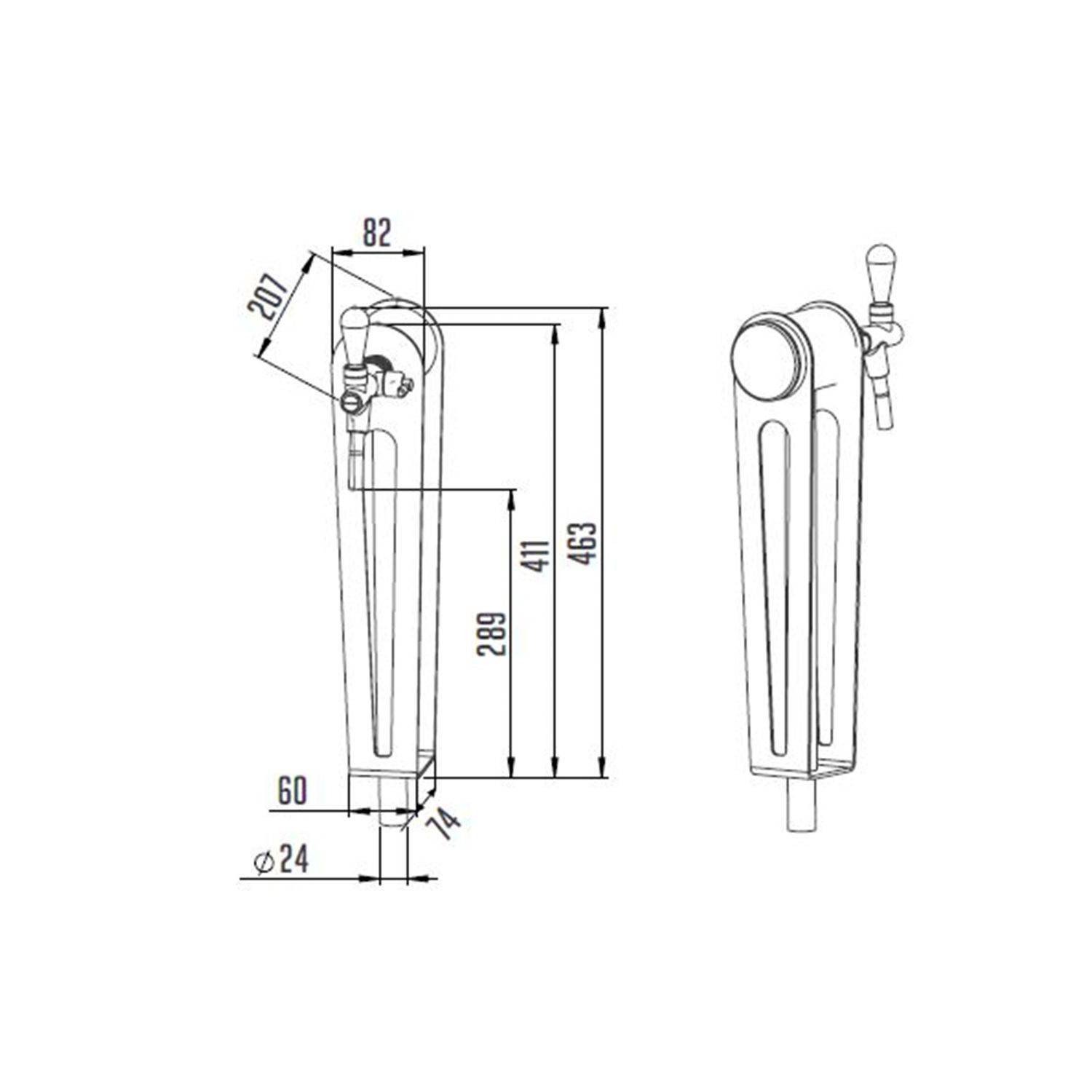 Schanksäule Modell Naked One, 1-leitig