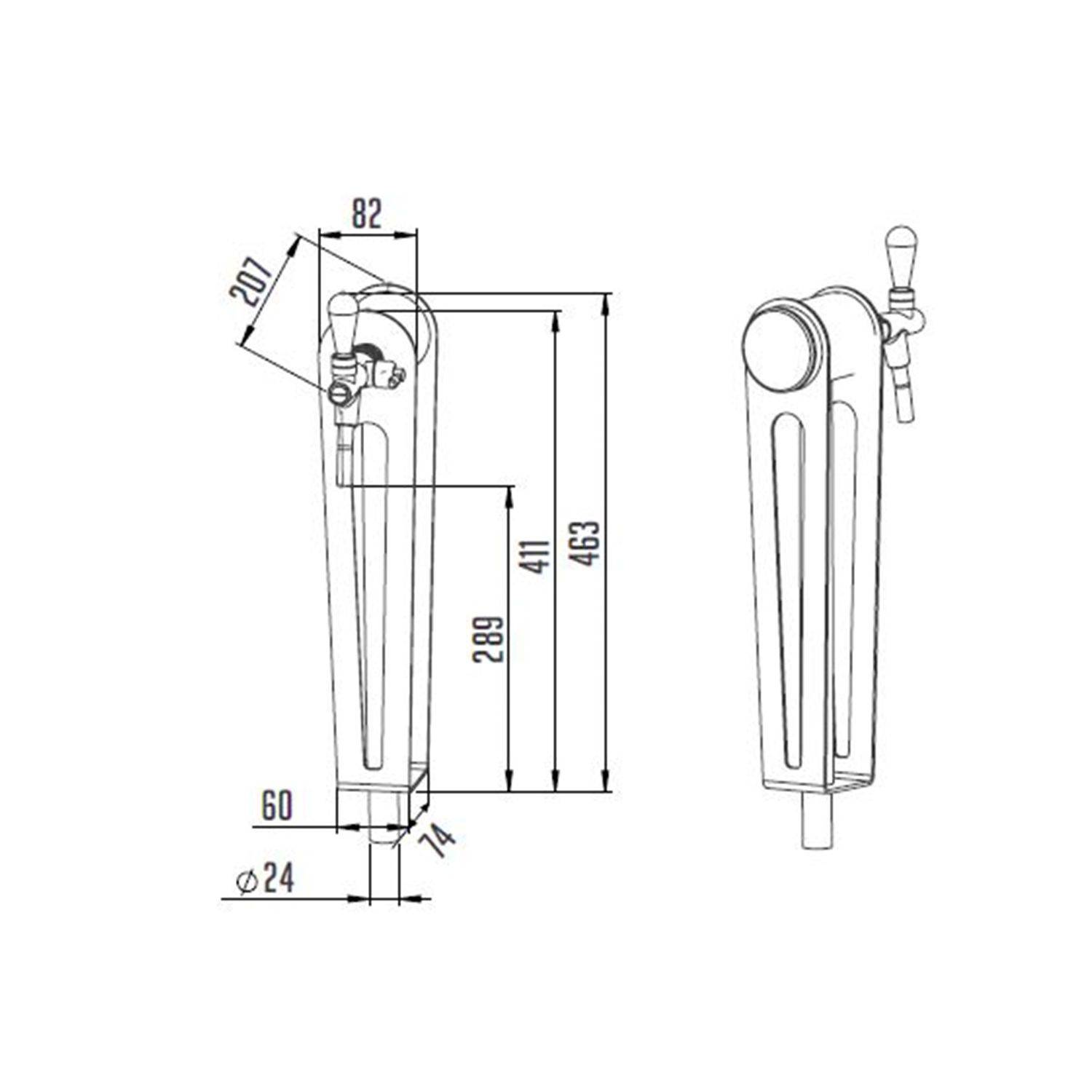 Schanksäule Modell Naked One Eichen, 1-leitig