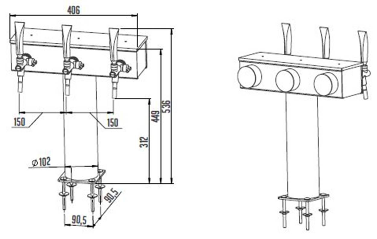 Schanksäule Modell T Grand, 3-leitig