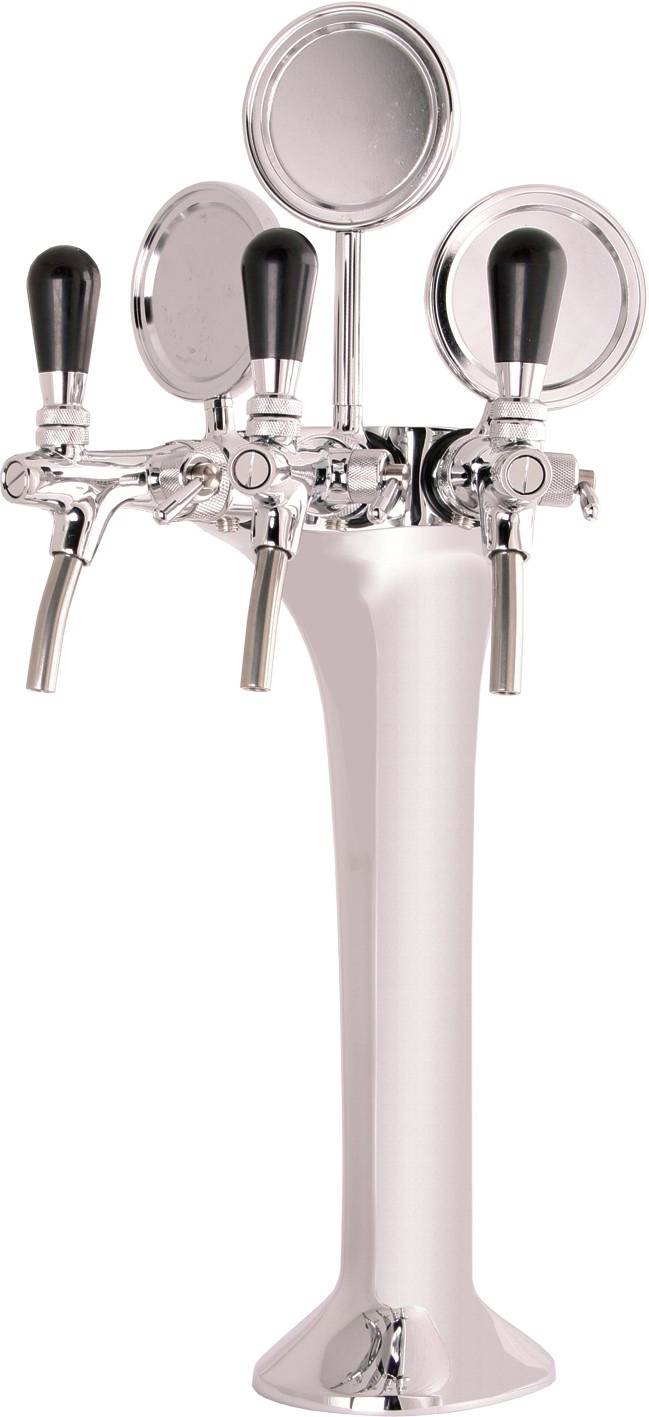 Schanksäule Chrom 3-leitig, elegant, "Topp-Qualität!" (Paketpreis)