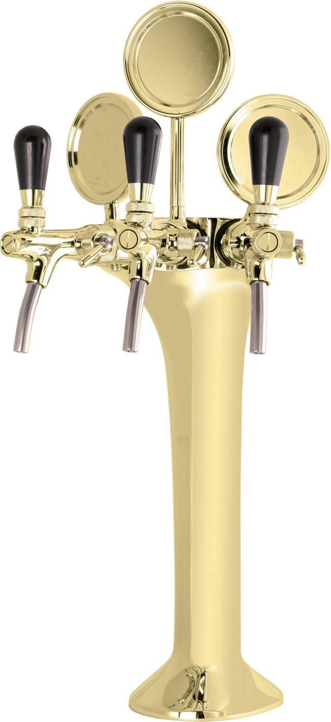 Schanksäule Gold 3-leitig, elegant, "Topp-Qualität!" (Paketpreis)