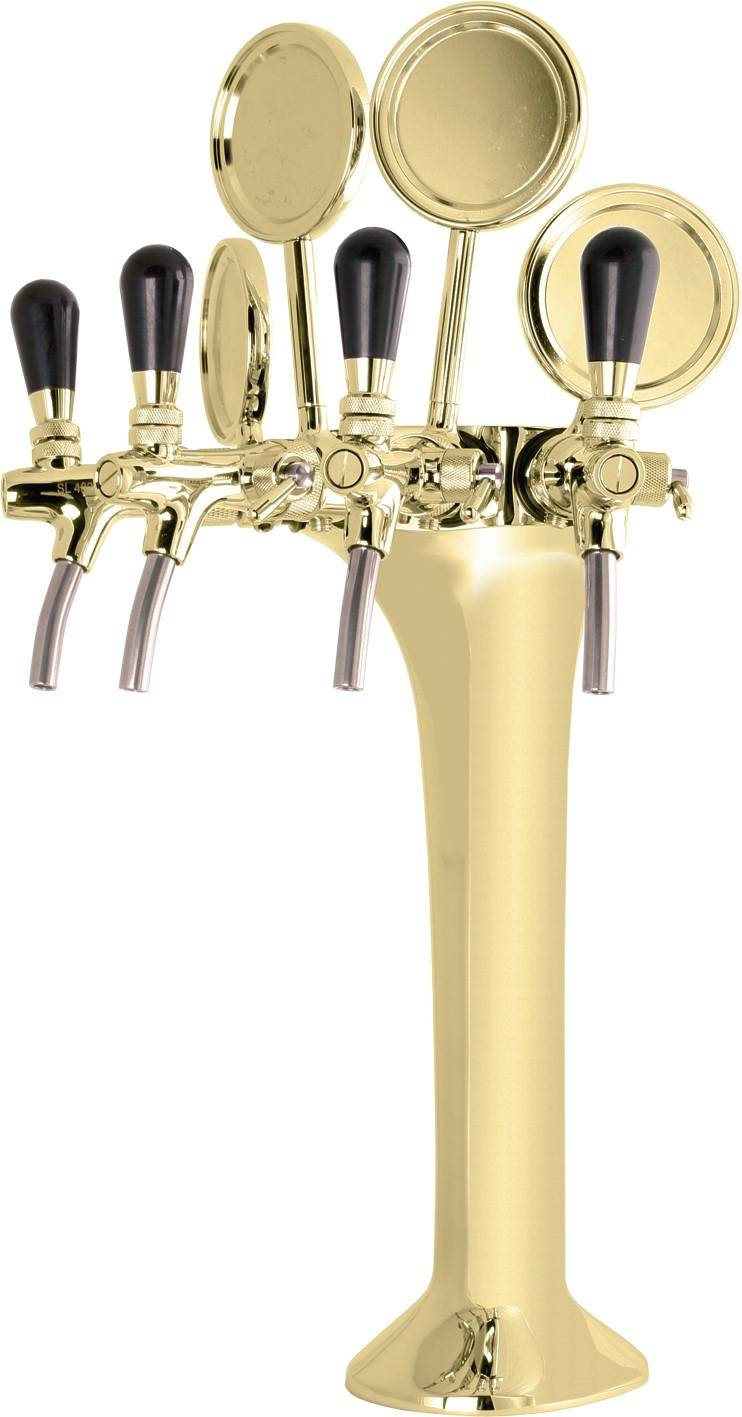 Schanksäule Gold 4-leitig, elegant, "Topp-Qualität!" (Paketpreis)