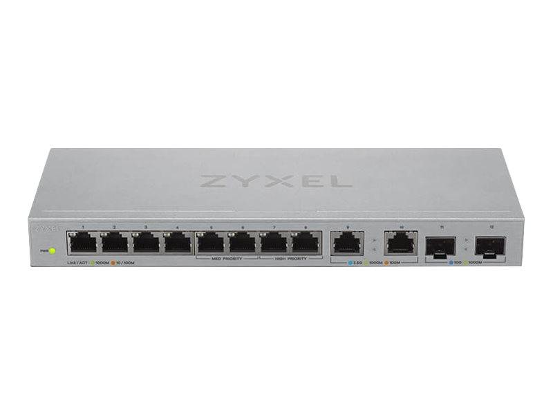 Zyxel XGS1010-12 - V2 - Switch - managed - 8 x 10/100/1000 + 2 x 100/1000/2.5G + 2 x 1 Gigabit/10 Gigabit SFP+ (Uplink)