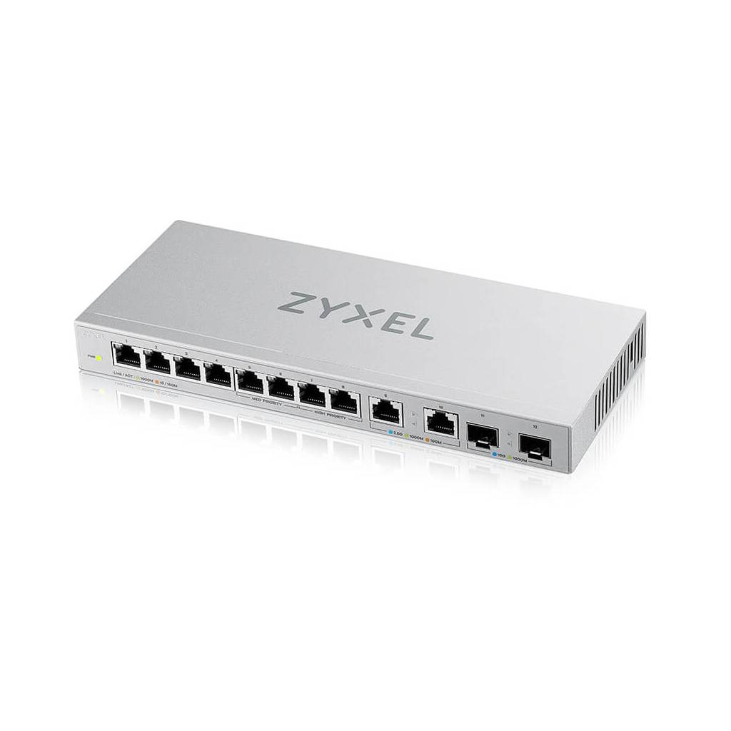 Zyxel XGS1010-12 - V2 - Switch - managed - 8 x 10/100/1000 + 2 x 100/1000/2.5G + 2 x 1 Gigabit/10 Gigabit SFP+ (Uplink)