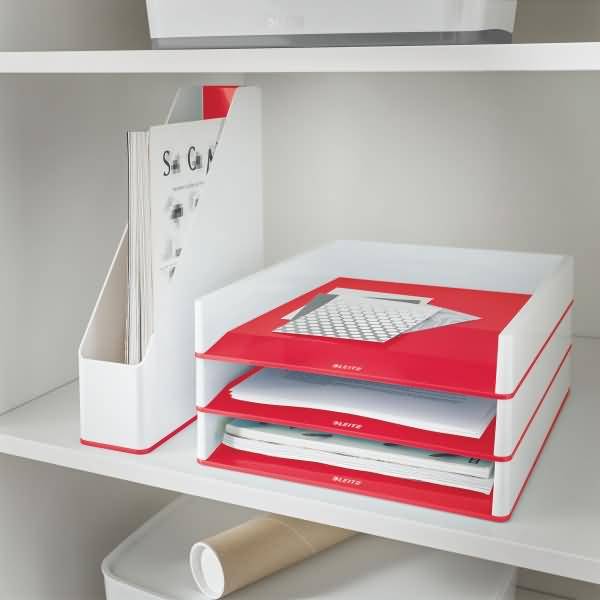 Briefablage Wow Duo Colour A4 Polystyrol weiß/rot