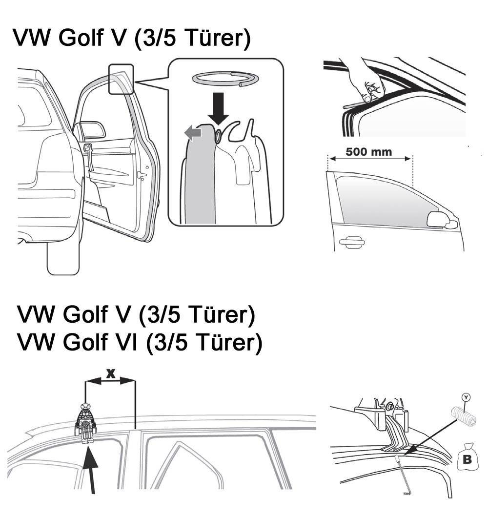 Dachträger AURILIS kompatibel mit für VW Golf V (3/5 Türer) 03-08 Golf VI (3/5 Türer) ab 08 Alu