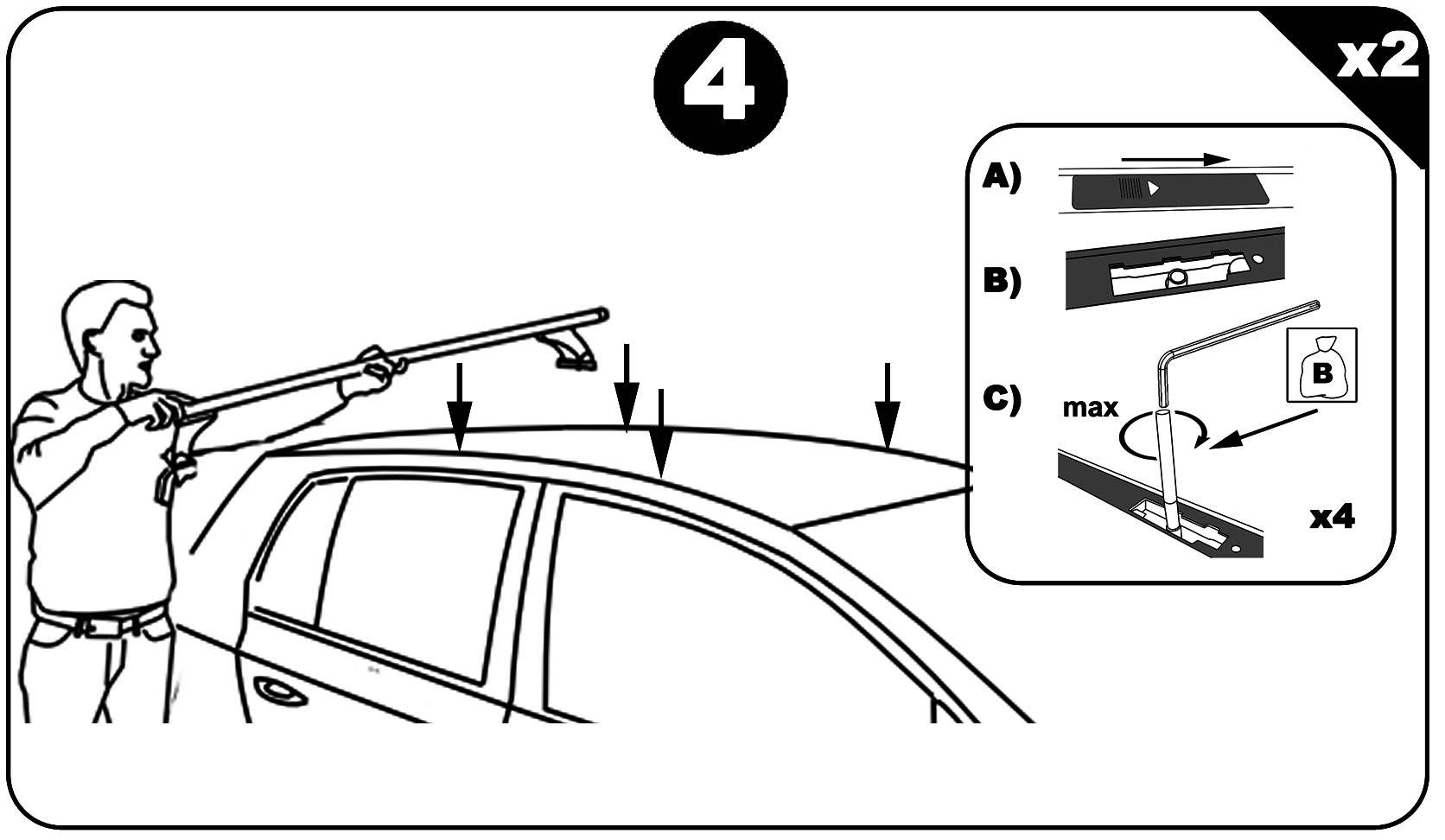 Dachträger Aurilis VDP kompatibel mit für Peugeot 4008 (Steilheck 5Türer) ab 05/2012 Aluminium