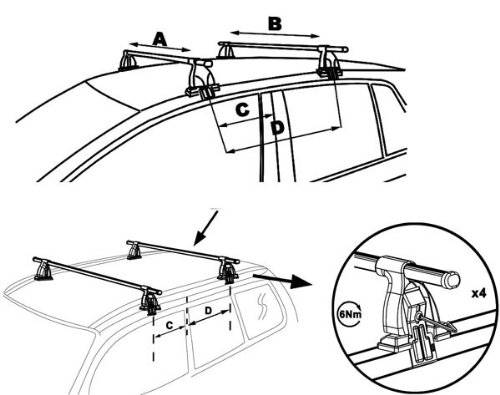 Aurilis Dachträger Easy One kompatibel mit für Ford Focus III (Schrägheck 5 Türer) ab 04/2011
