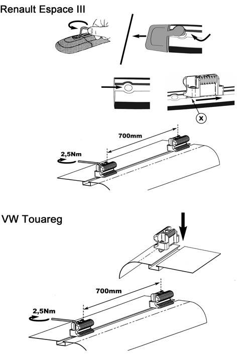 Dachträger Aurilis kompatibel mit für Renault Espace III (5 Türer) 96-02 kompatibel mit für VW Touareg ab 02 Aluminium