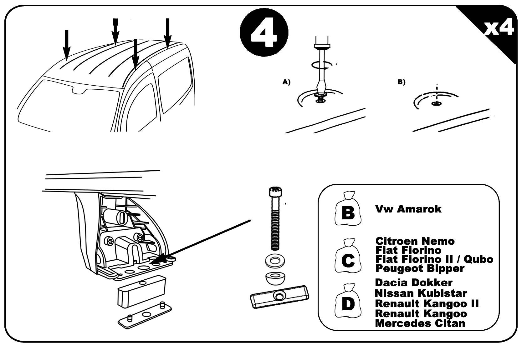 Dachträger Aurilis VDP kompatibel mit für Nissan Kubistar (3-5 Türer) 2003-2009