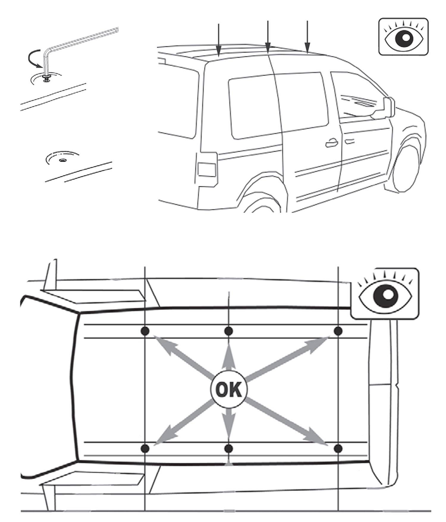 Dachträger Aurilis Pro kompatibel mit für VW Caddy / Maxi Caddy ab 01/2011 3 Stangen