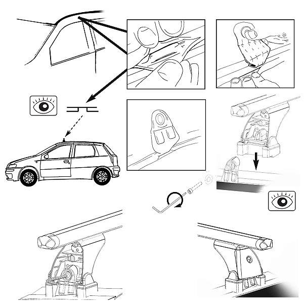Dachträger AURILIS ORIGINAL kompatibel mit für Fiat Punto II (Schrägheck 3 Türer) 1999 - 2010 ALU