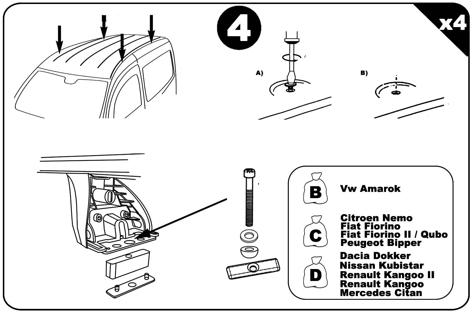 Dachträger Aurilis VDP kompatibel mit für Ford Connect (3-5 Türer) 2002-2012