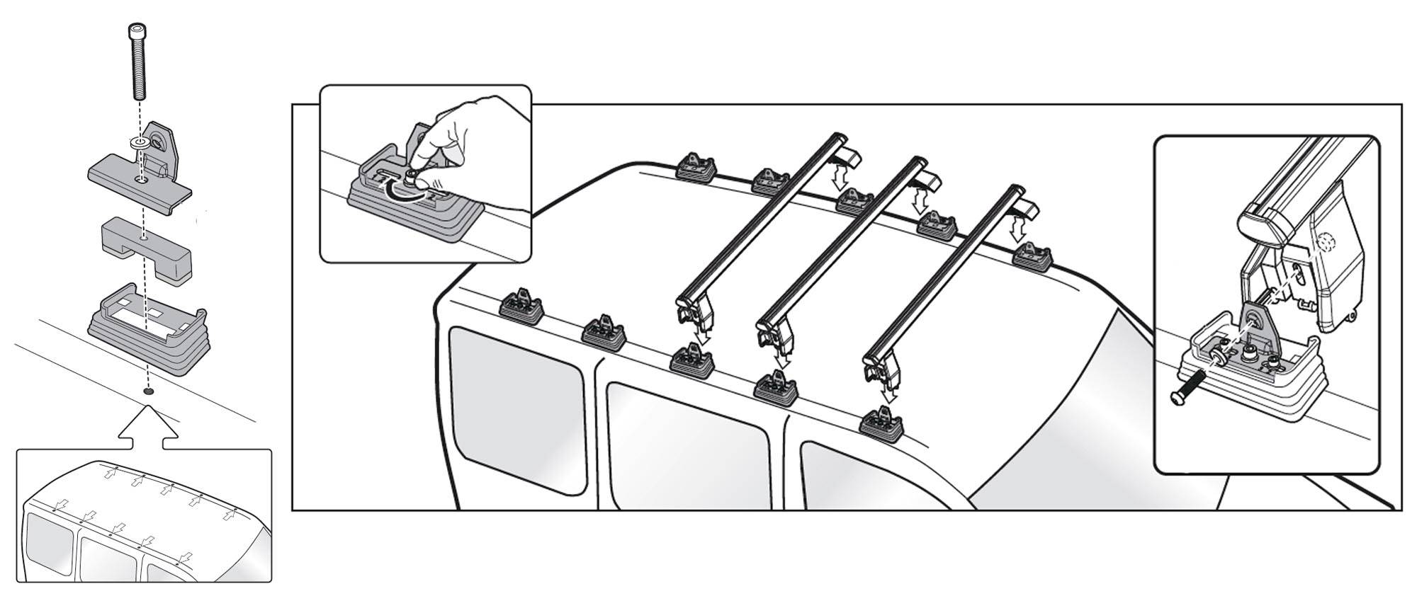 Dachträger VDP Tema Fix&Slide Duo kompatibel mit für VW kompatibel mit für VW T5 Multivan ab 2009 Alu