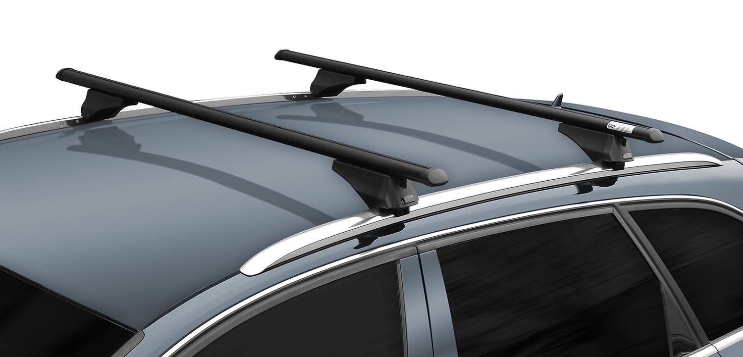 Alu Dachträger Tiger schwarz kompatibel mit für Peugeot Kadjar ab 2015 aufliegende Dachreling