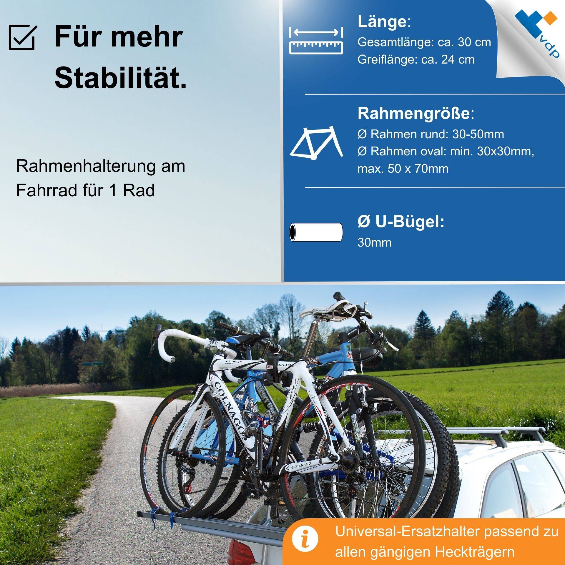 Rahmenhalter 30cm Rahmenhalterung Ersatzhalter Fahrradträger Fahrradrahmenhalter