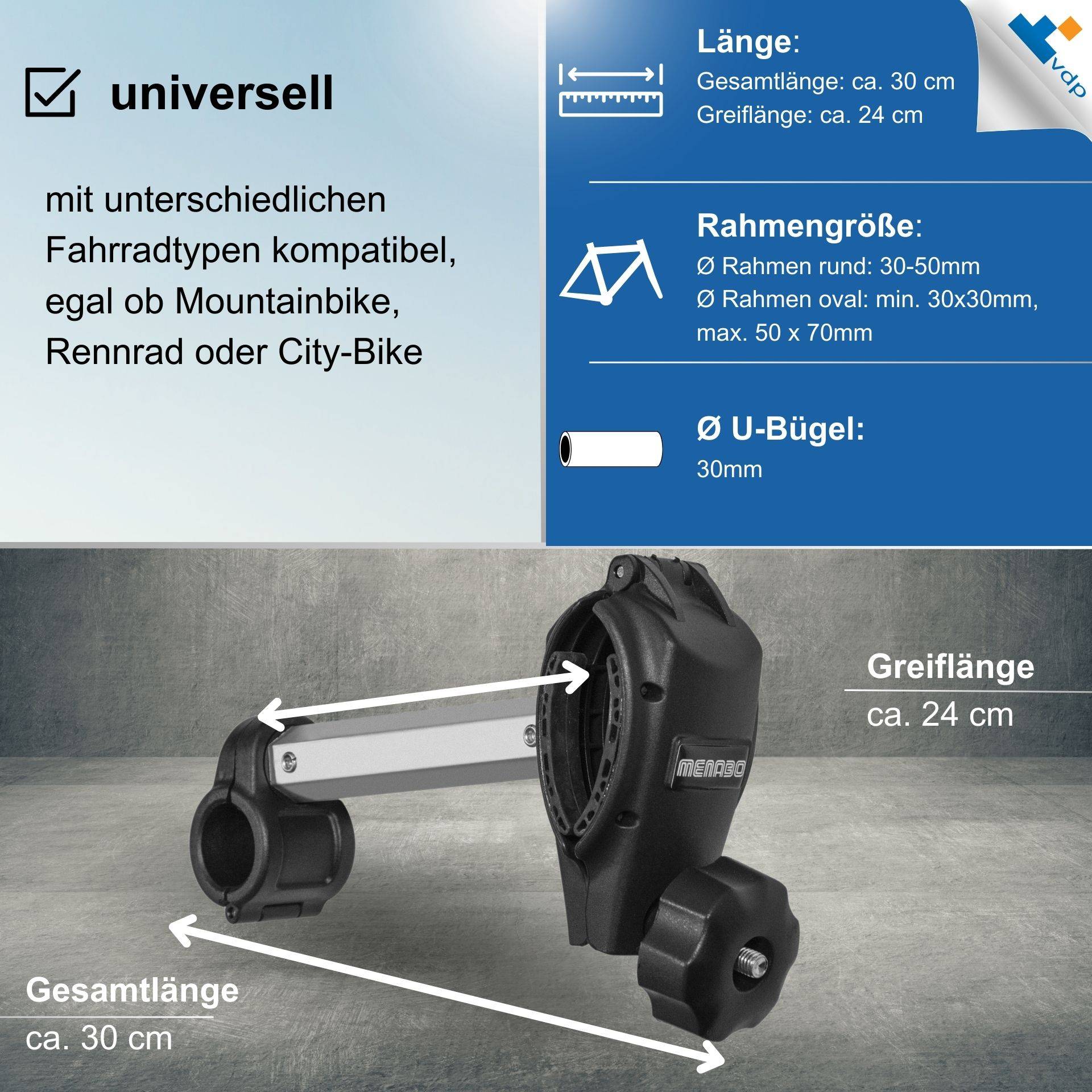 Rahmenhalter 30cm Rahmenhalterung Ersatzhalter Fahrradträger Fahrradrahmenhalter