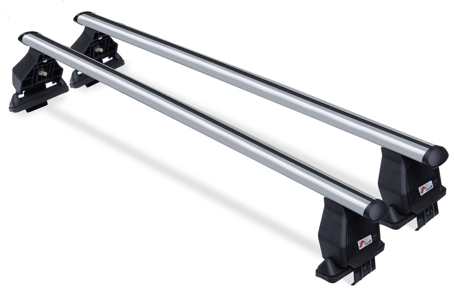 Dachträger Menabo Tema + Skiträger / Snowboardträger / Skihalter Silve Ice ausziehbar) kompatibel mit für Volvo V50 SW/Kombi 2008-2012