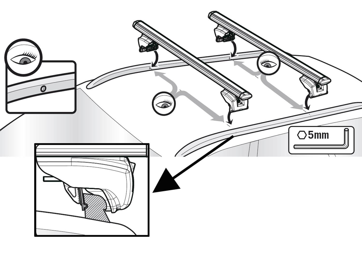 Alu Dachträger Relingträger kompatibel mit für Opel Astra Sportstourer 2004-2016 aufliegende Reling