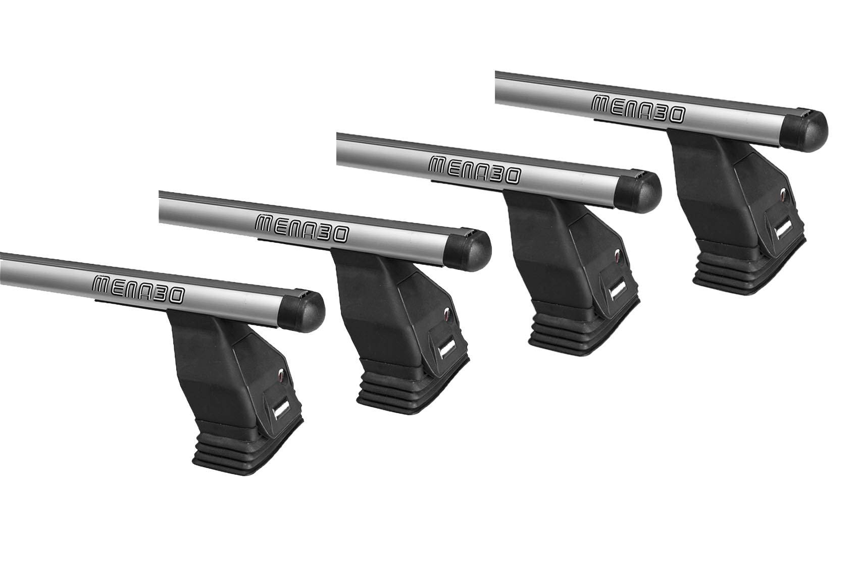 Ein Satz aus drei silbernen Dachträgern mit 