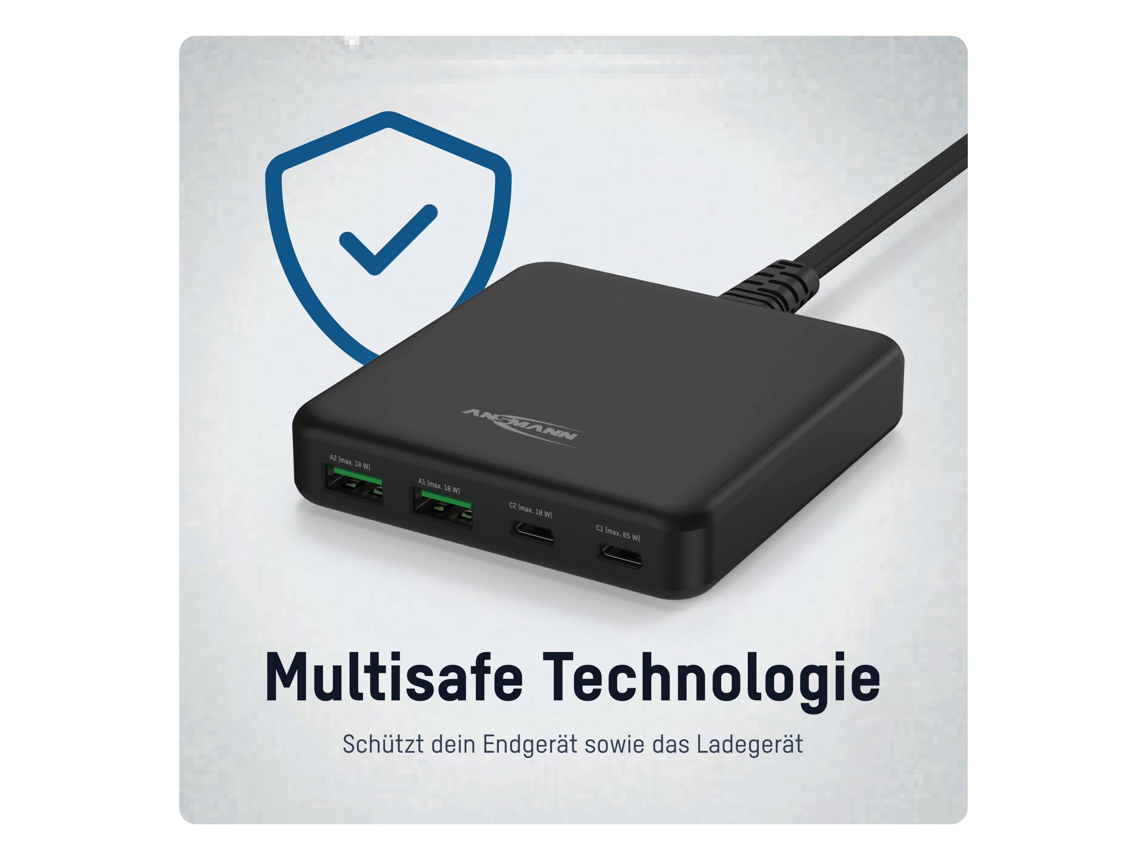 ANSMANN USB-Ladegerät Desktop Charger DC465PD, 4-fach USB Ausgang