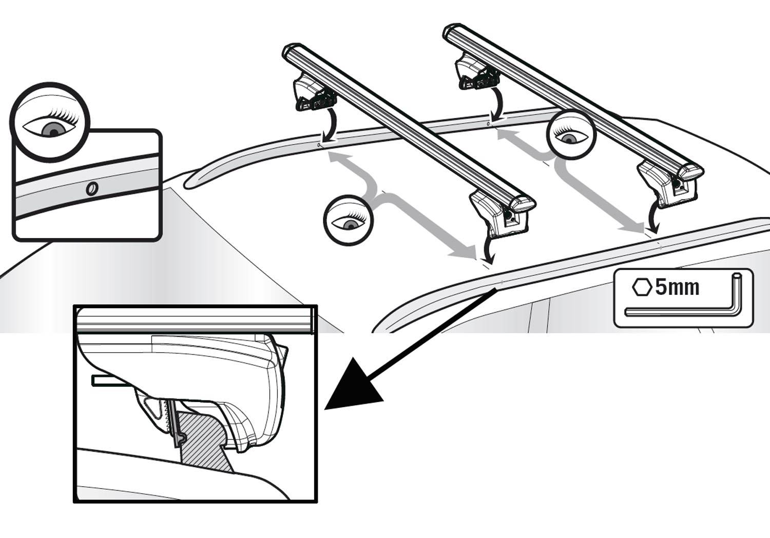Alu Dachträger Relingträger Lince kompatibel mit für Seat Ibiza ST ab 2010 aufliegende Reling